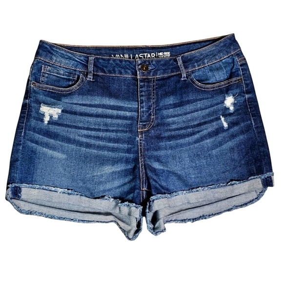 Vanilla Star Pants - Vanilla Star Denim Shorts Distressed Cuffed Size 13 Whiskered